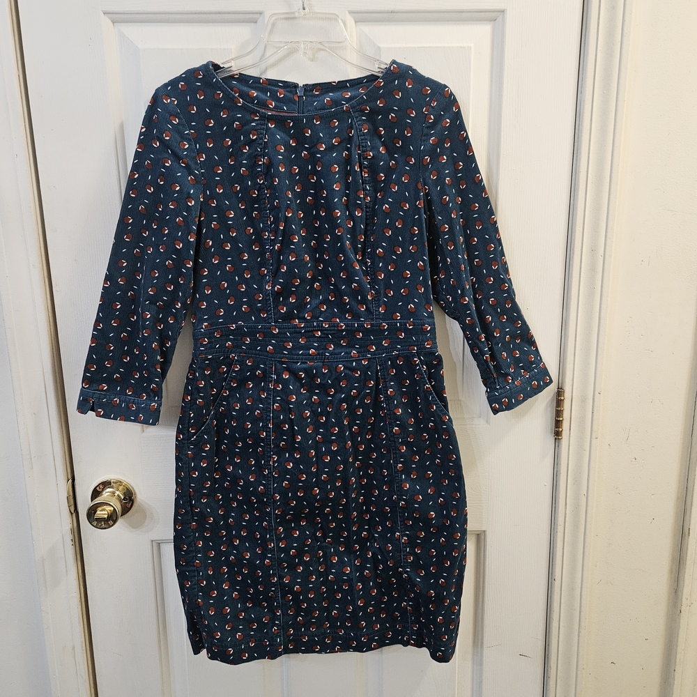 Boden Multicolor Floral Cotton Corduroy Pockets Lined Shift Dress Size 4R